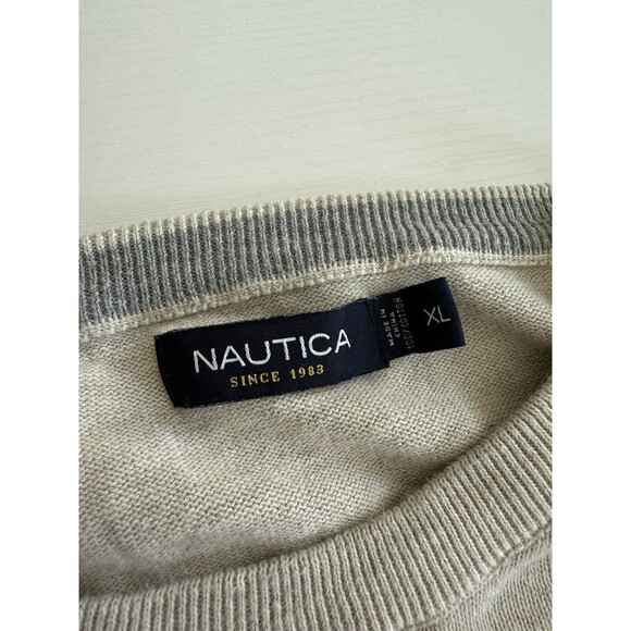 Nautica Mens Light Grey Crew Neck Knit Sweater XL - Picture 3 of 11